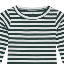 BIRKHOLM Stribet Rib Body Perfekt Hvid & Platan Grøn